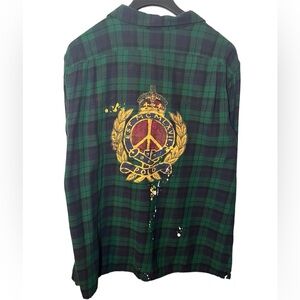Polo Ralph Lauren paint splatter crest flannel